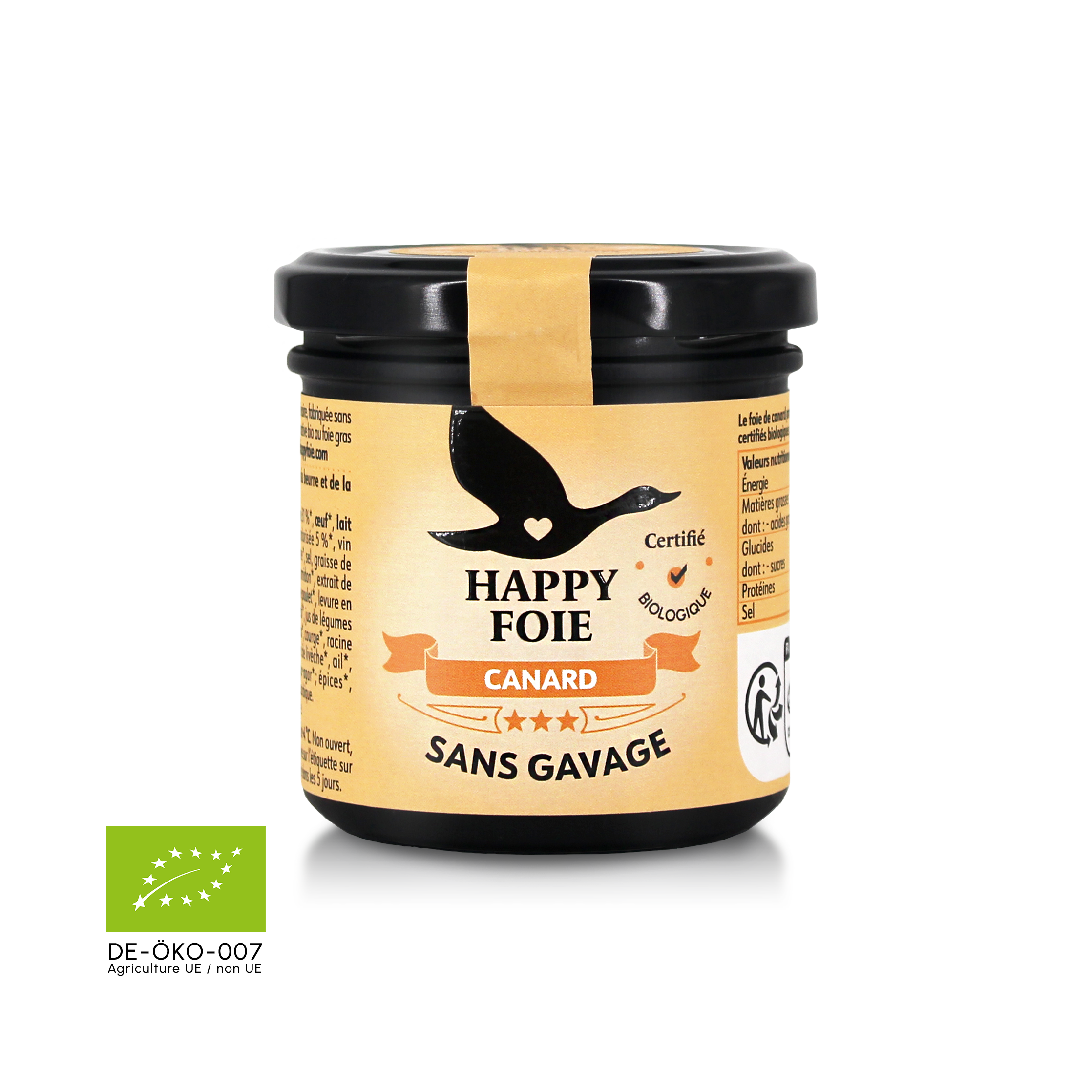 Happy Foie de canard sans gavage bio 130g bocal