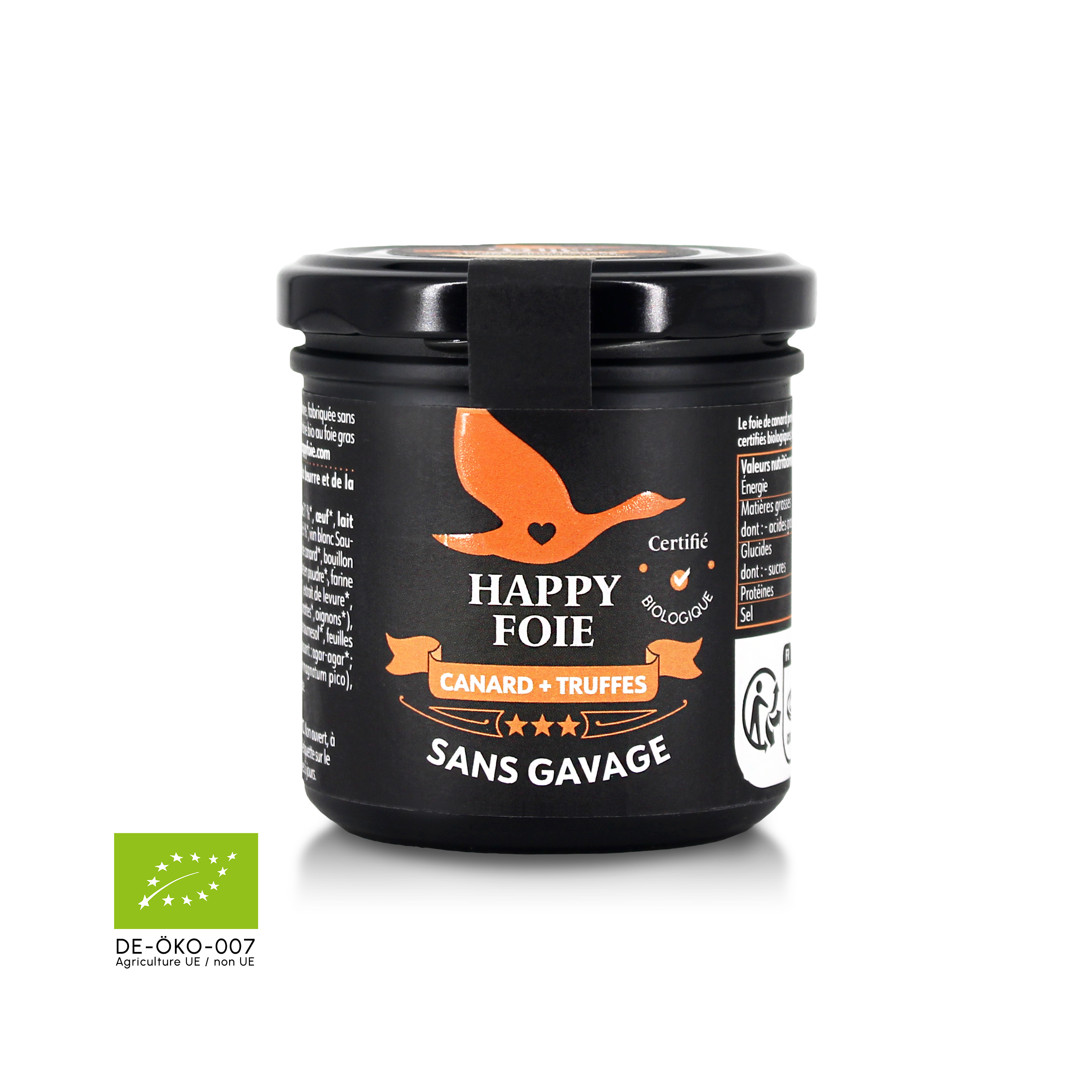 Happy Foie de canard + truffes bio sans gavage 130g bocal